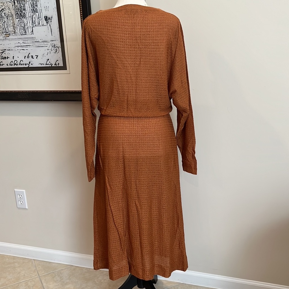Outlander Vintage Dress Thin Knit Long Sleeve Made in Italy Medium Pumpkin Fall - Picture 8 of 15